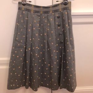 Gray with gold polka dirts pleated skirt